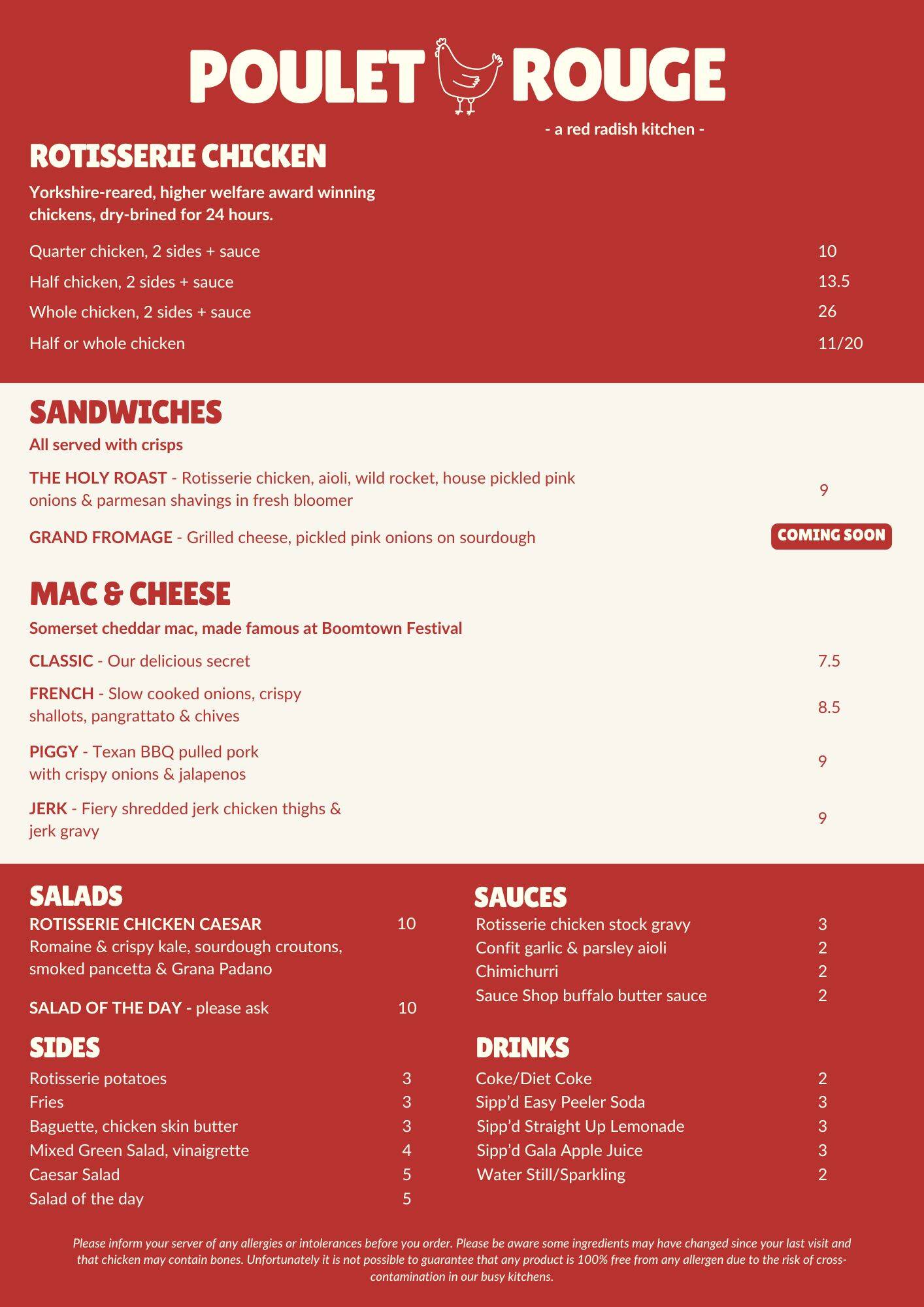 Menu | Poulet Rouge